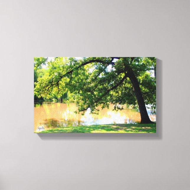 Oak Tree by Waters Edge Canvas Print (Front)