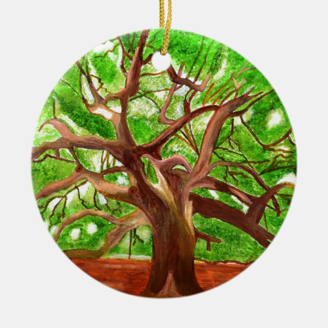 Oak Tree Ceramic Ornament (Front)