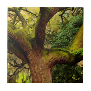 Oak tree ceramic tile