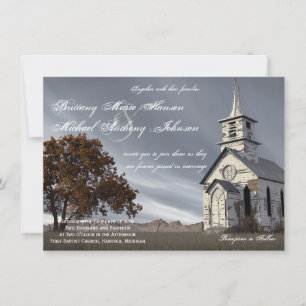 Oak Tree Country Church Wedding Invitation