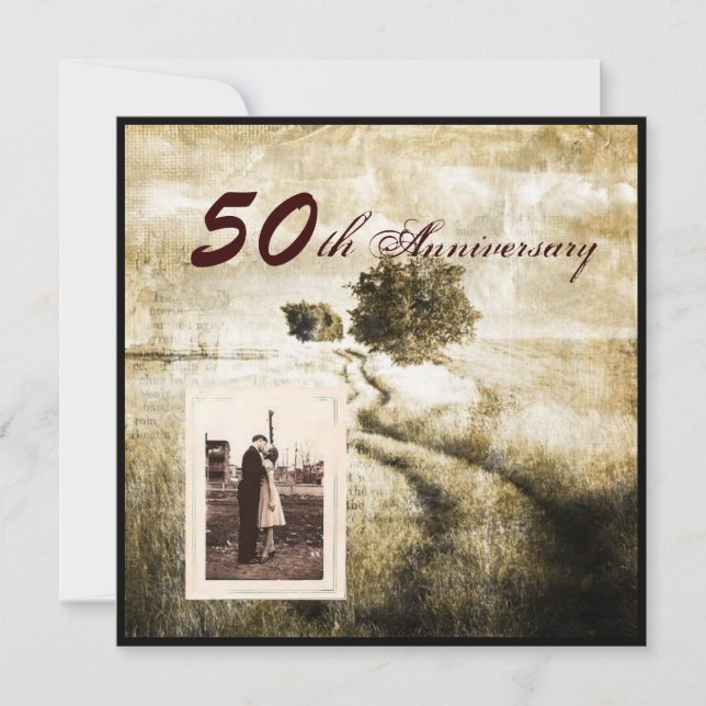 oak tree country western 50th wedding anniversary invitation (Front)