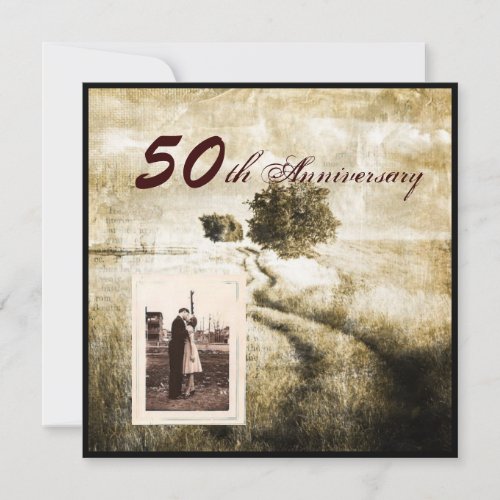 oak tree country western 50th wedding anniversary invitation