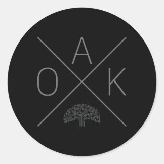 Oak Tree Cross Grey Oakland California Classic Round Sticker