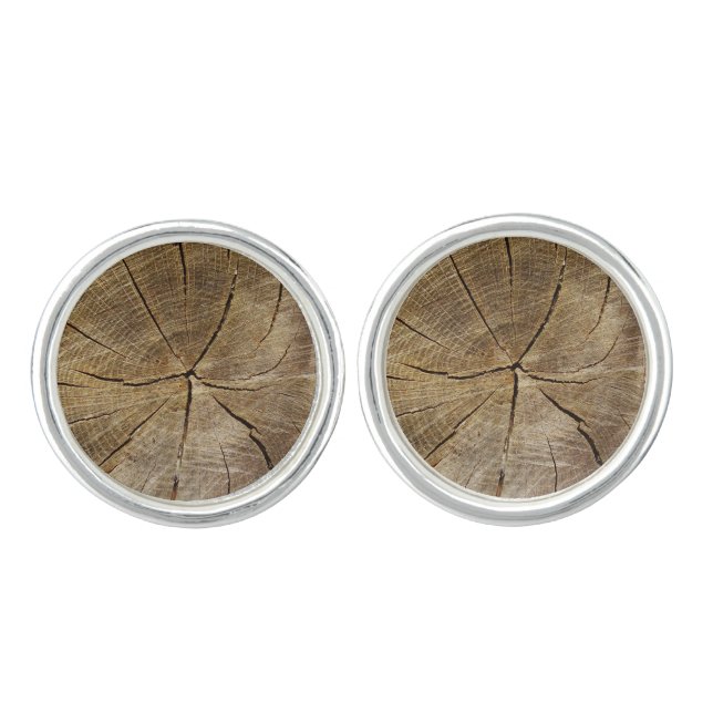 Oak Tree Cross Section Cufflinks (Front)