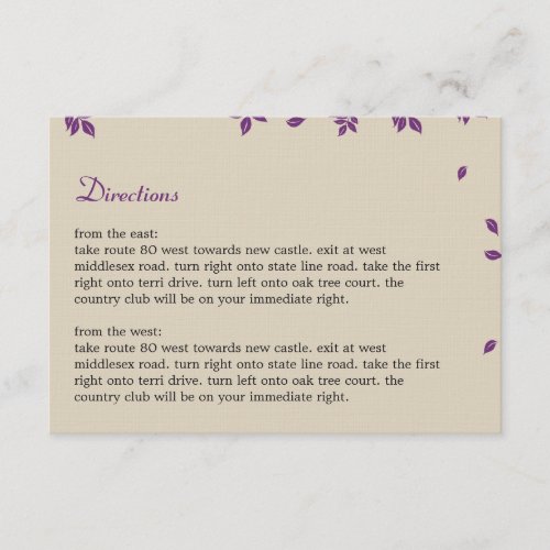 Oak Tree Directions Card Invitations