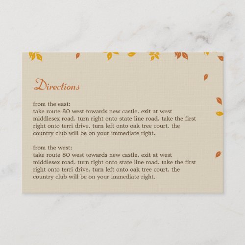 Oak Tree Directions Card Announcement