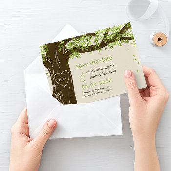 Oak Tree Editable Color Save The Date Card by berryberrysweet at Zazzle