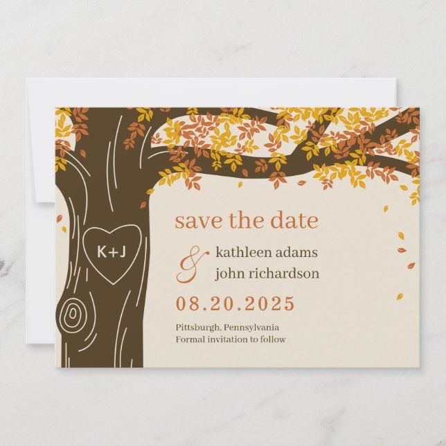 Oak Tree EDITABLE COLOR Save The Date Card (Front)