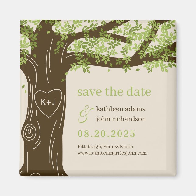Oak Tree EDITABLE COLOR Save The Date Magnet (Front)