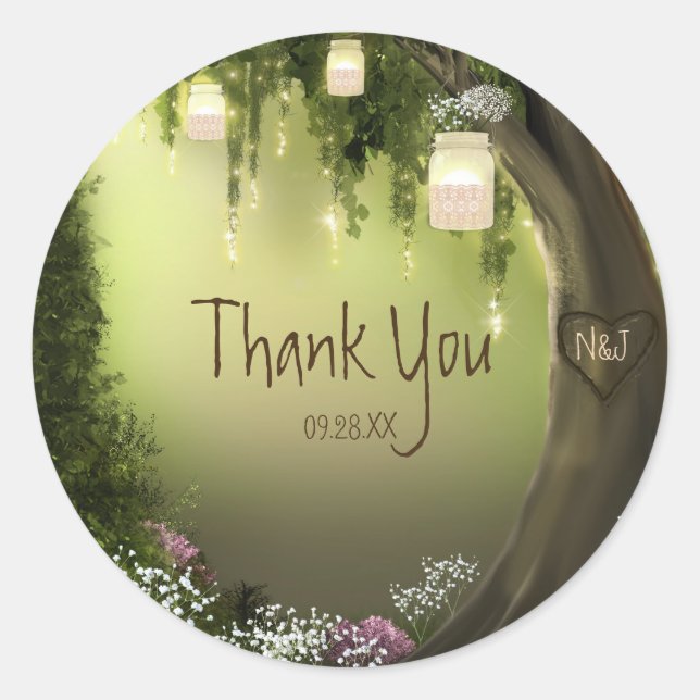 Oak Tree Enchanted Forest Garden Favor Stickers (Front)