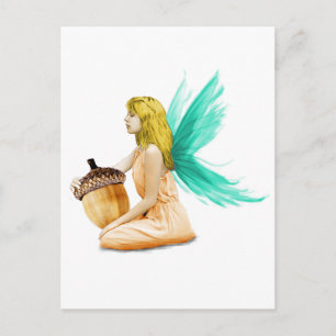 Oak Tree Fairy holding Acorn Postcard
