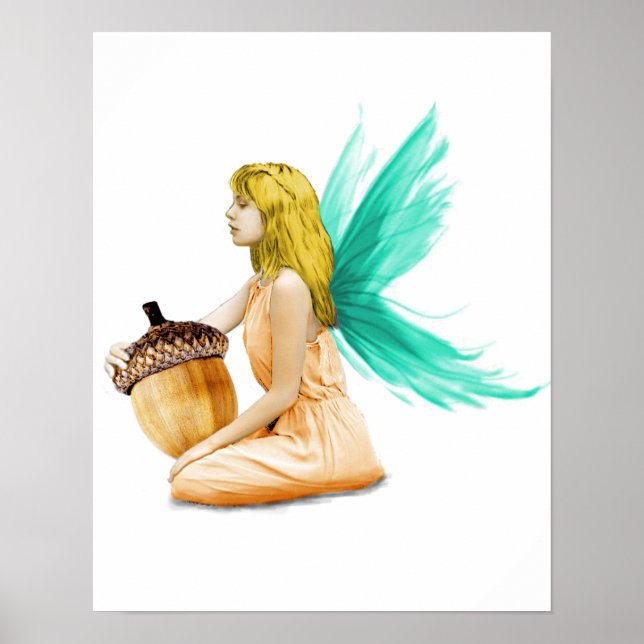 Oak Tree Fairy holding Acorn Poster (Front)