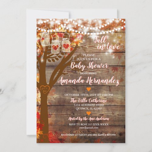 Oak Tree Fall Rustic Baby Shower Invitation