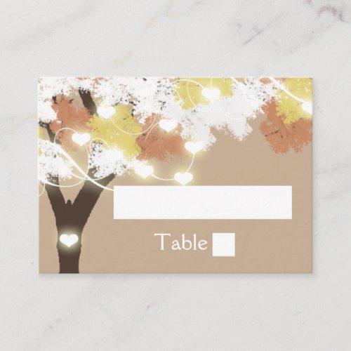 Oak Tree fall string lights Place Card