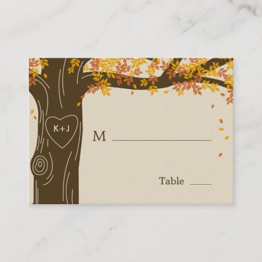 Customizable Oak Tree Fall Wedding Flat Place Cards Business Cards
