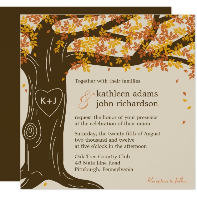 Oak Tree Fall Wedding Invitation