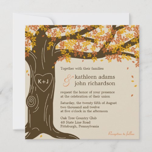 Oak Tree Fall Wedding Invitation