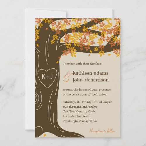 Oak Tree Fall Wedding Invitation