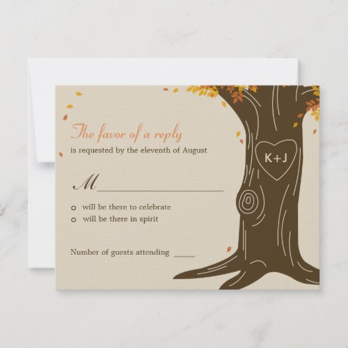 Oak Tree Fall Wedding RSVP / Response Card