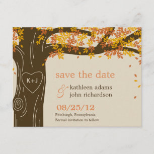 Oak Tree Fall Wedding Save The Date Card