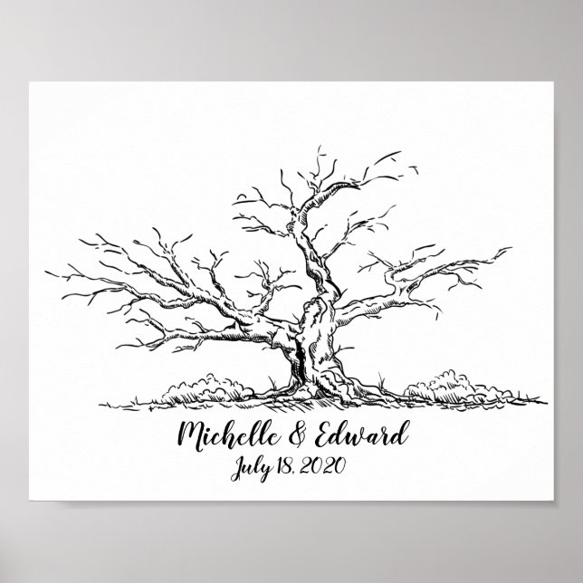 Oak Tree Fingerprint Guestbook For Family (Front)