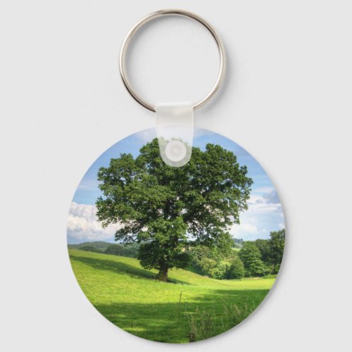 Oak tree green summer beautiful scenery keychain