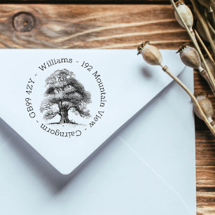Oak Tree Home Address  Rubber Stamp