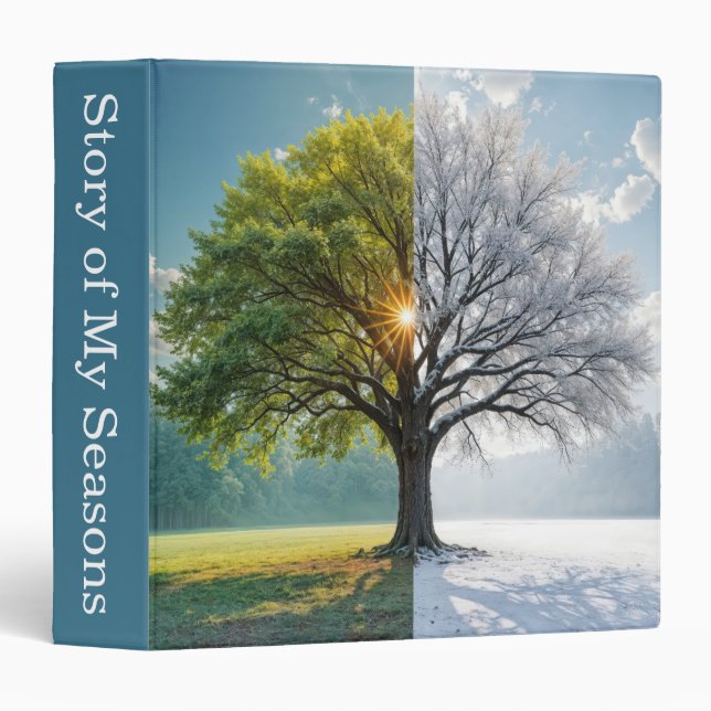 Oak Tree In Dual Seasons 3 Ring Binder (Front/Spine)