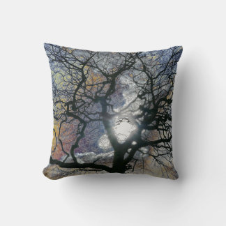 Oak tree in early Spring, colored sky edit Throw Pillow