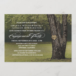 Oak Tree Initials Engagement Party Invitations