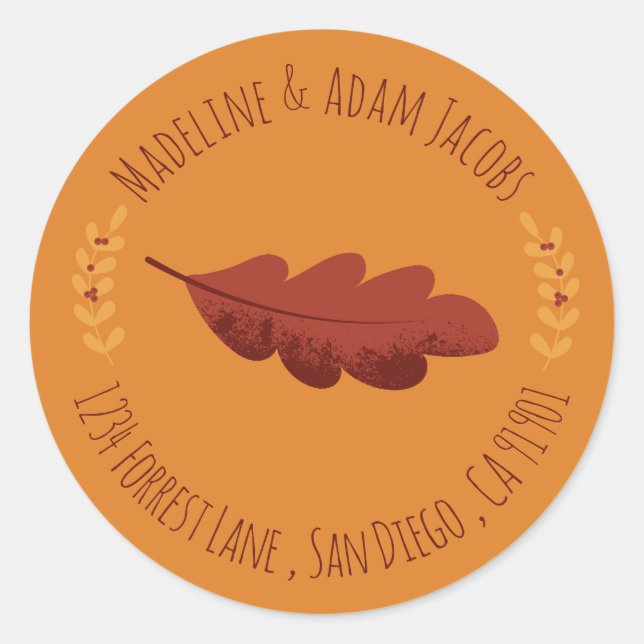 Oak Tree Leaf Autumn Envelope Seals (Front)