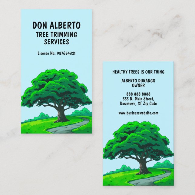 Oak Tree Logo | Custom Tree Trimming Services Business Card (Front/Back)