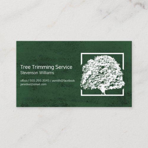 Oak Tree Logo  Green Texture Background Business Card