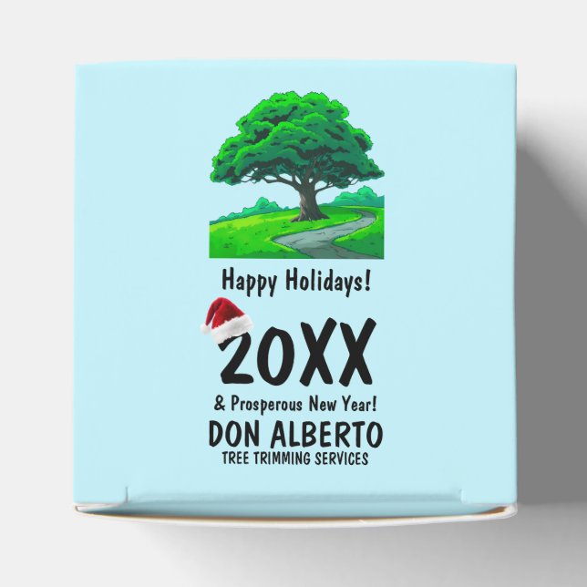 Oak Tree Logo | Tree Trimming Santa Hat Holiday Favor Boxes (Top)