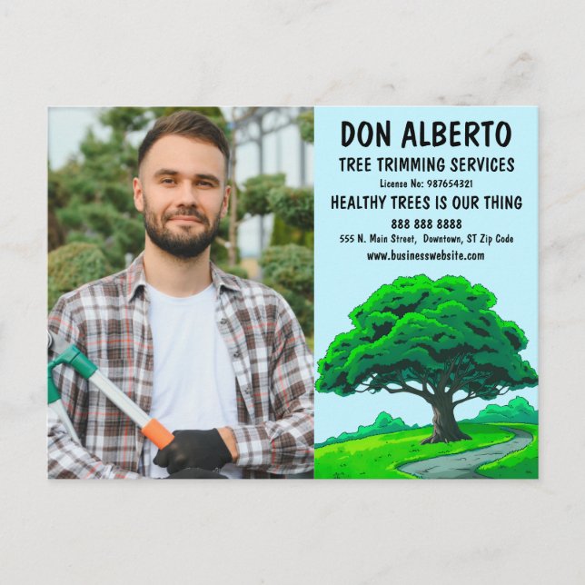 Oak Tree Logo | Tree Trimming Service Marketing Postcard (Front)