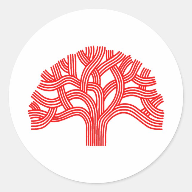 Oak tree Oakland red Classic Round Sticker (Front)