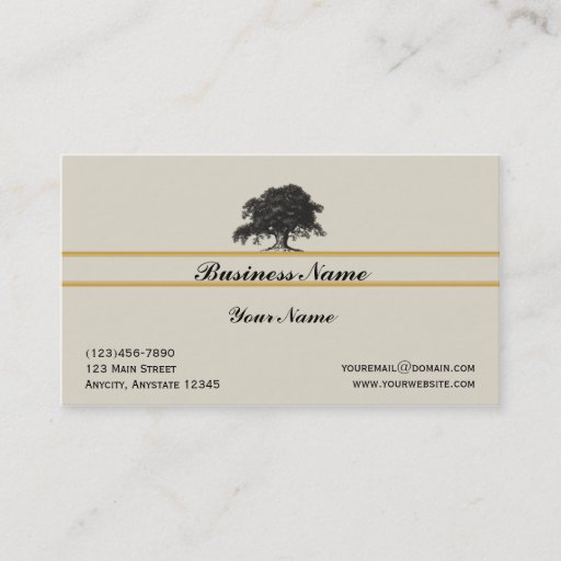 Customizable Oak Tree Plantation in Gold Business Card