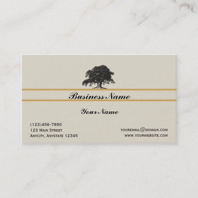 Oak Tree Plantation in Gold Business Card (Front)