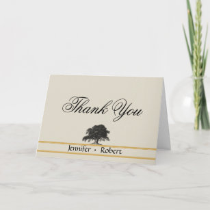 Oak Tree Plantation in Gold Thank You Card