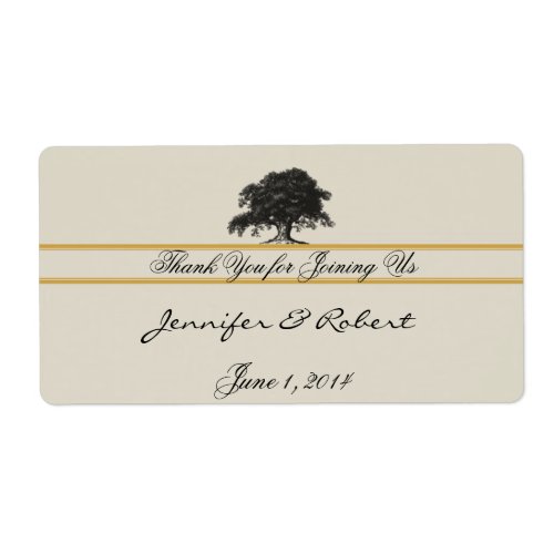 Oak Tree Plantation in Gold Water Bottle Label