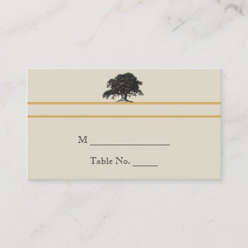 Customizable Oak Tree Plantation in Gold Wedding Place Cards Business Card