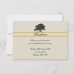 Oak Tree Plantation in Gold Wedding Reception Invitation