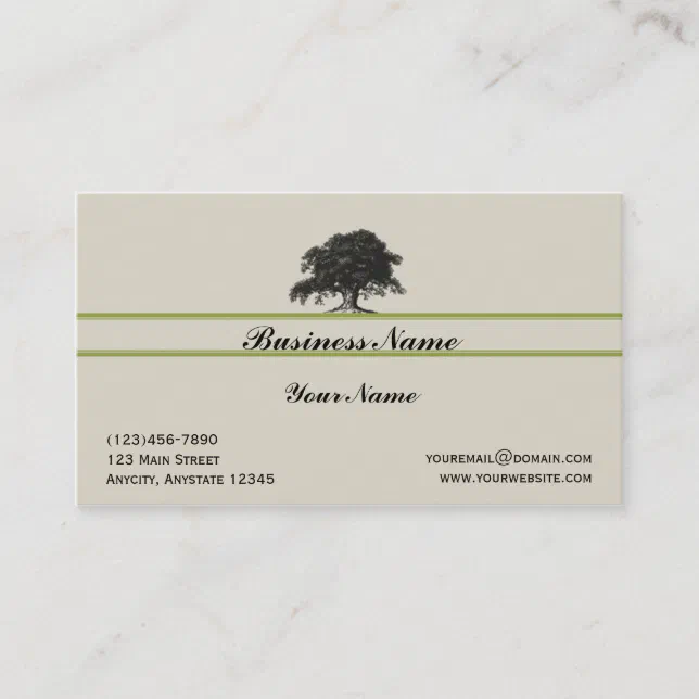 Oak Tree Plantation in Green Business Card | Zazzle