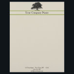 Oak Tree Plantation in Green Letterhead<br><div class="desc">A bold stationery or promotional piece can be a great advertising tool for your business. Use them yourself, give to employees, or use them as customer give-aways. This design has a beautiful ecru cream background with an oak tree sketch centered above a green dividing border. Perfect for any business but...</div>