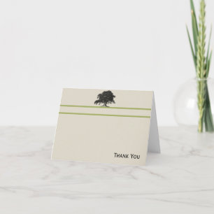 Oak Tree Plantation in Green Letterpress Thank You Card