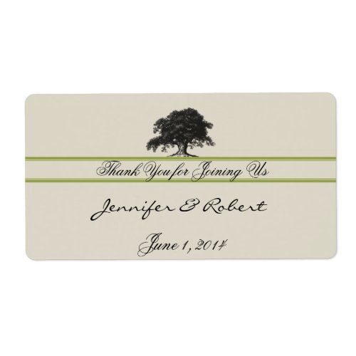 Oak Tree Plantation in Green Water Bottle Label