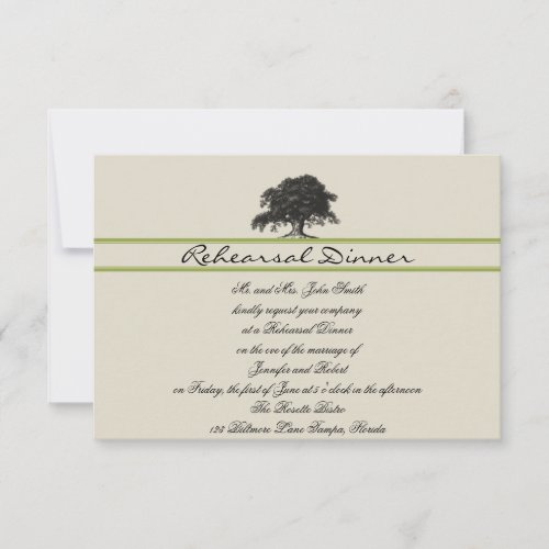 Oak Tree Plantation in Green Wedding Rehearsal Invitation