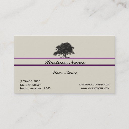 Customizable Oak Tree Plantation in Purple Business Card