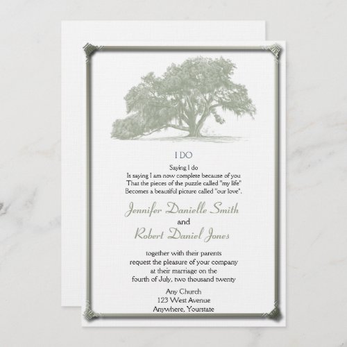 Oak Tree Plantation Wedding Invitation