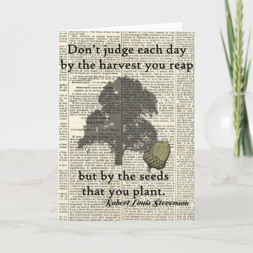 Oak Tree Planting Quote Antique Dictionary Page Card